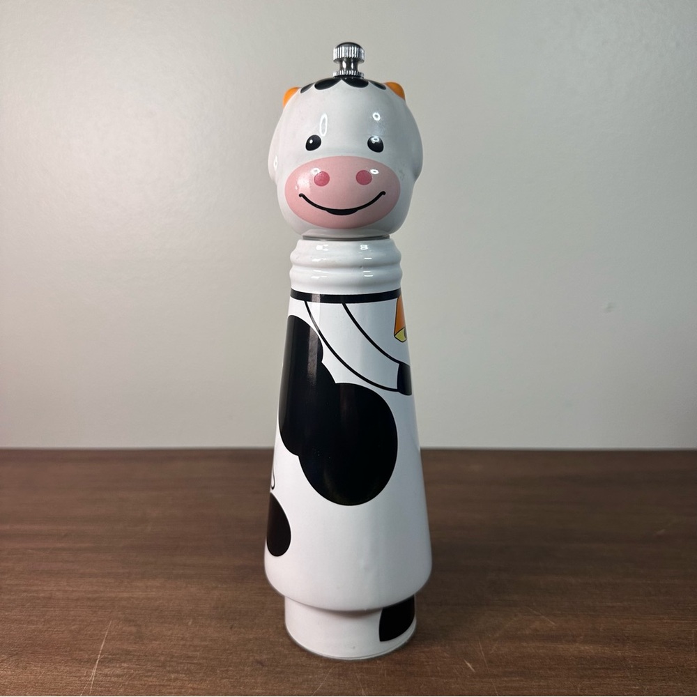 Vintage Kamenstein Cow Ceramic Pepper Grinder Pepper Mill Carbon Steel Mechanism